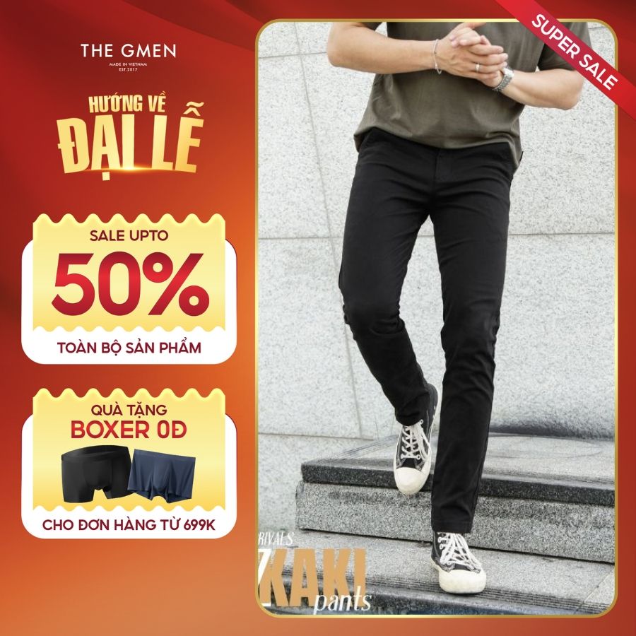 Quần Kaki nam dáng basic EZ Kaki Pants form dáng basic - ĐEN