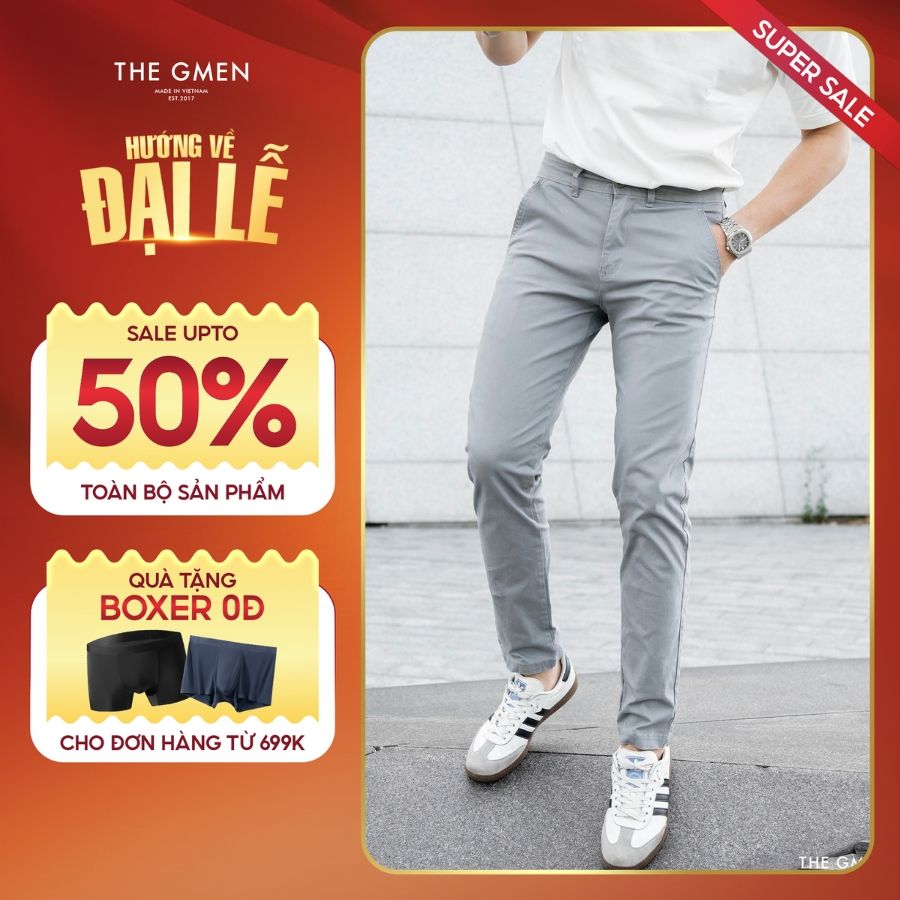 Quần Kaki nam dáng basic EZ Kaki Pants form dáng basic - XÁM
