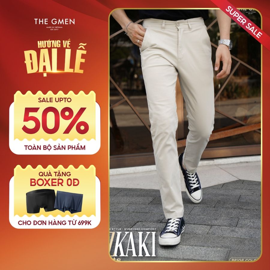 Quần Kaki nam dáng basic EZ Kaki Pants form dáng basic - KEM