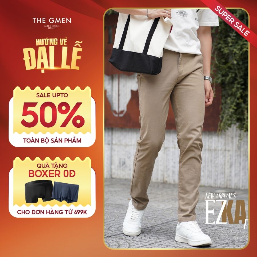Quần Kaki nam dáng basic EZ Kaki Pants form dáng basic - NÂU