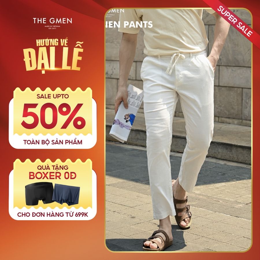 Quần dài Linen nam L24 Linen Pants -  TRẮNG
