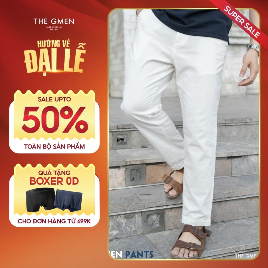 Quần dài Linen nam L24 Linen Pants - TRẮNG 01