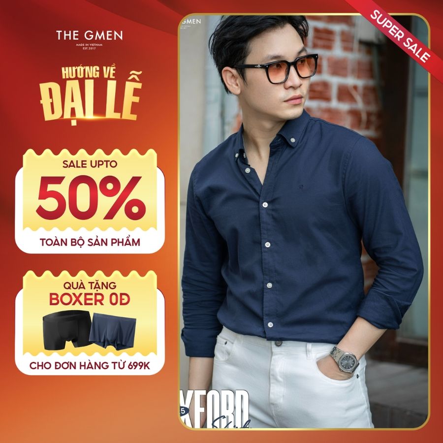 Áo sơ mi nam S25 Oxford Shirts đứng form, thoải mái, thấm hút mồ hôi - Navy