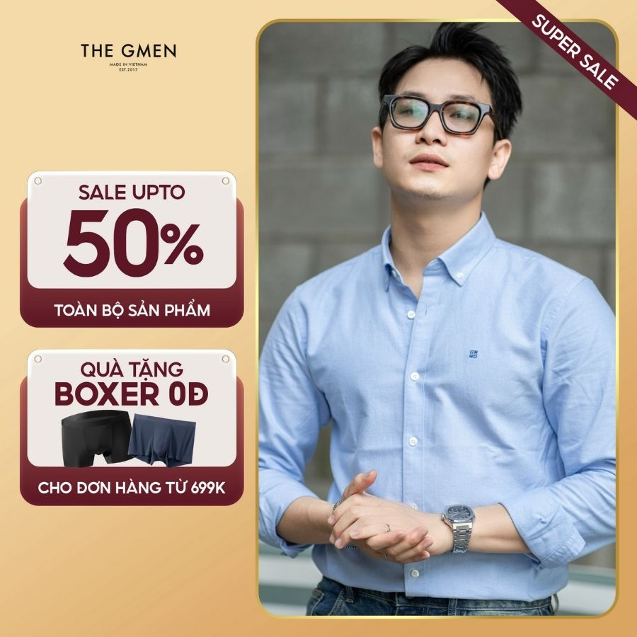 Áo sơ mi nam S25 Oxford Shirts đứng form, thoải mái, thấm hút mồ hôi - Xanh