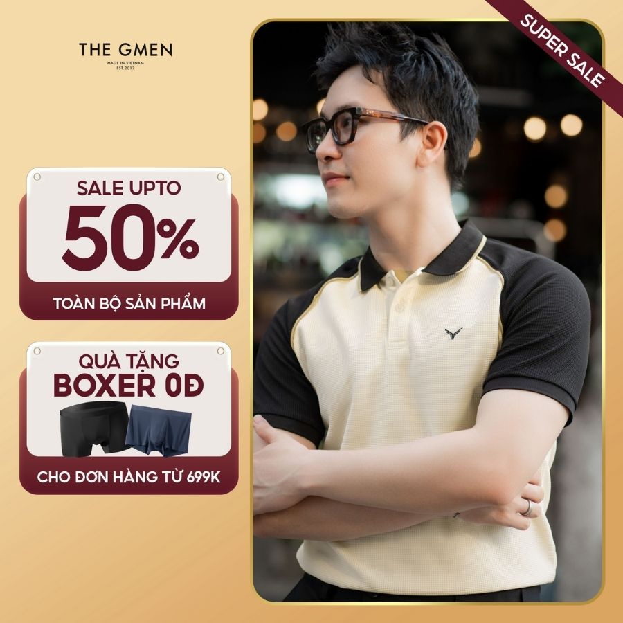 Áo Polo nam S25 Waffle Raglan Polo vải Waffle phối viền cổ, ráp vai tôn dáng - Be