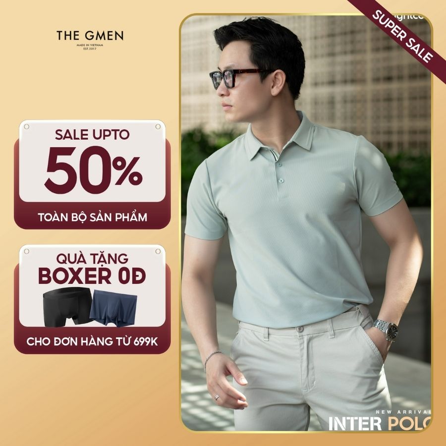 Áo Polo nam Inter Polo Lightcool⁺ mát mẻ, mềm mịn, co giãn, kháng khuẩn - Xanh
