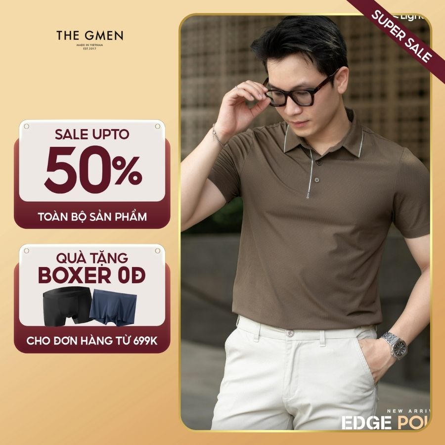 Áo Polo nam Edge Polo Lightcool⁺ mát mẻ, mềm mịn, co giãn, kháng khuẩn - Nâu