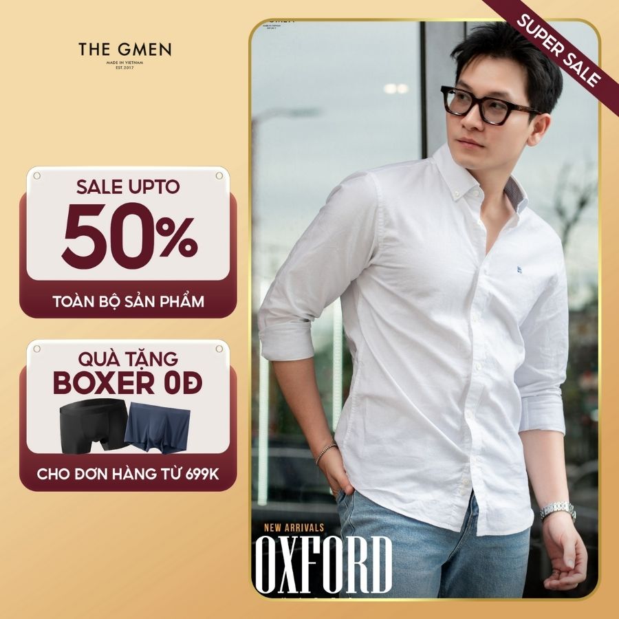 Áo sơ mi nam S25 Oxford Shirts đứng form, thoải mái, thấm hút mồ hôi - Trắng