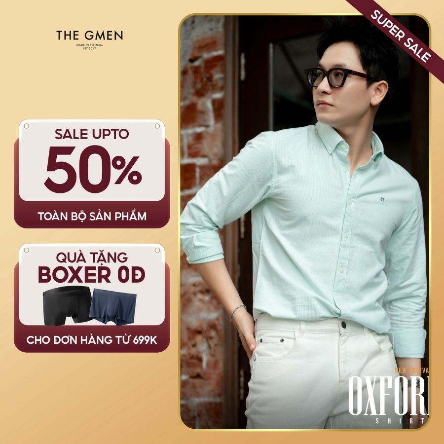 Áo sơ mi nam S25 Oxford Shirts đứng form, thoải mái, thấm hút mồ hôi - Xanh cốm