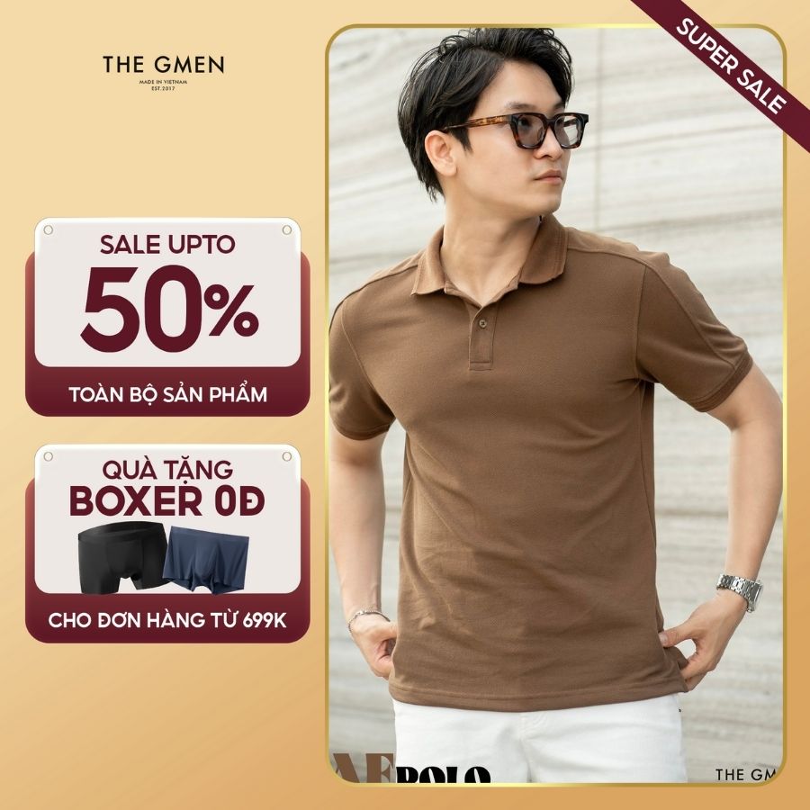 Áo polo nam Raf Polo thoáng mát, mềm mịn, thấm hút mồ hôi - Nâu