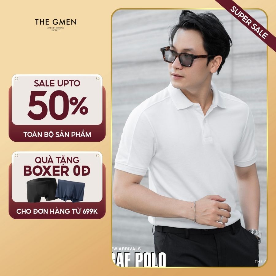Áo polo nam Raf Polo thoáng mát, mềm mịn, thấm hút mồ hôi - Trắng
