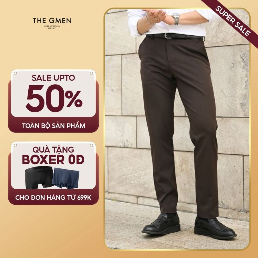 Quần tây âu công sở nam X25 Slim Trousers đứng form - NÂU