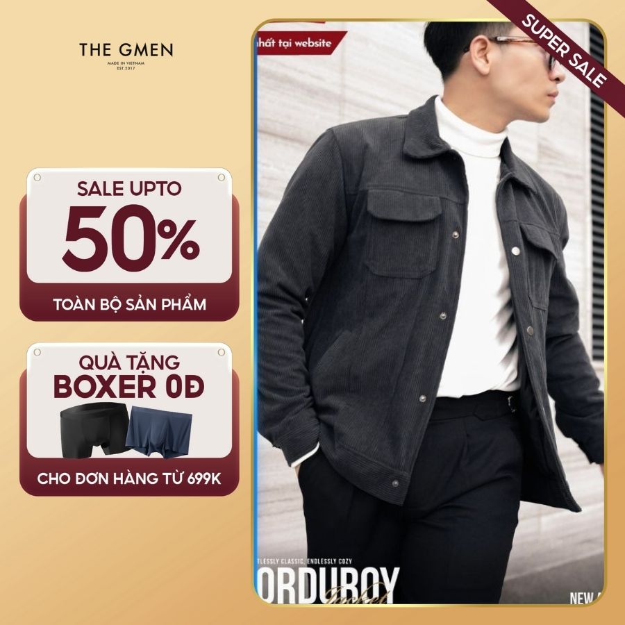 Áo khoác nhung tăm mềm mịn giữ ấm tốt Corduroy Jacket - XÁM
