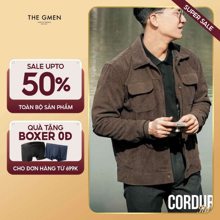 Áo khoác nhung tăm nam mềm mịn giữ ấm tốt Corduroy Jacket  - Nâu