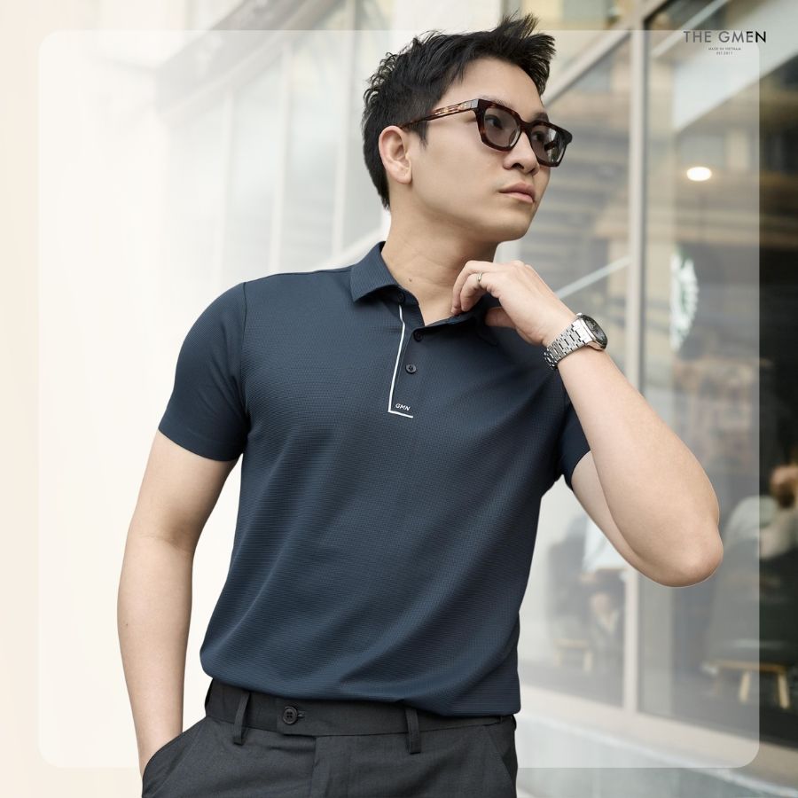 Áo polo nam Lightcool GMN Simple - Navy