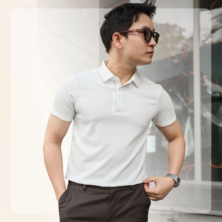 Áo polo nam Lightcool GMN Simple - Trắng
