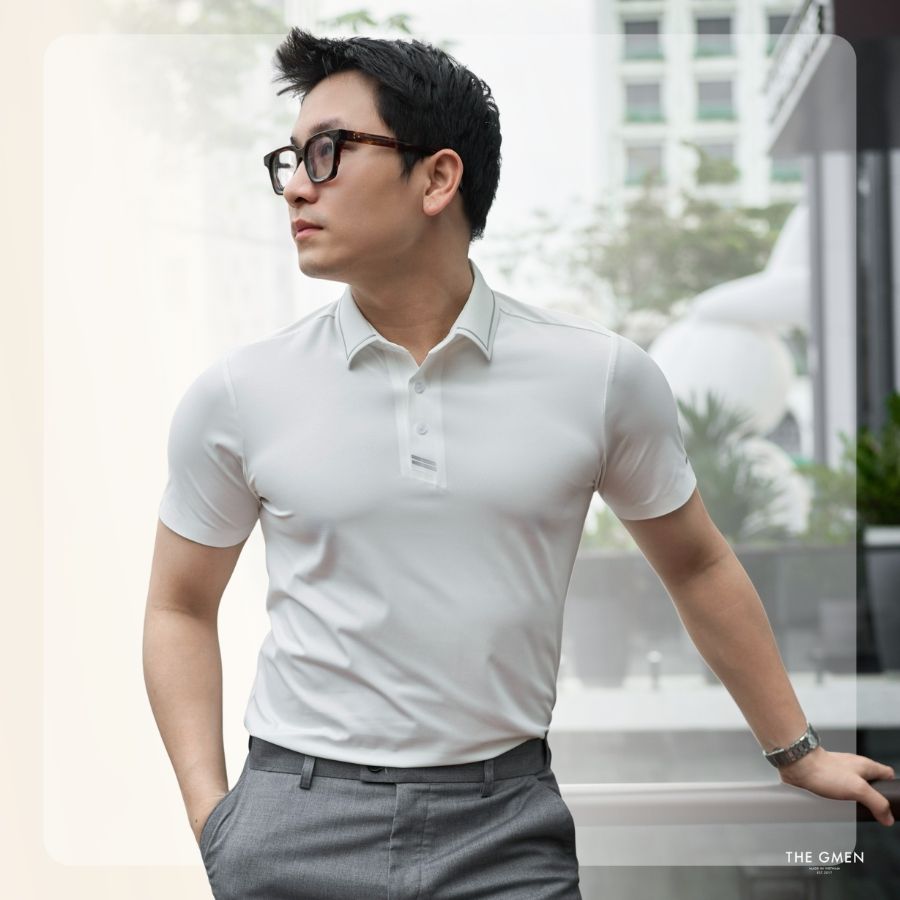 Áo polo nam Lightcool  Dia Polo - Trắng