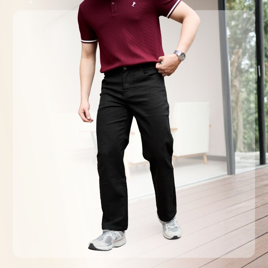 Quần dài Loose Kaki Jeans năng động, thoải mái - Đen