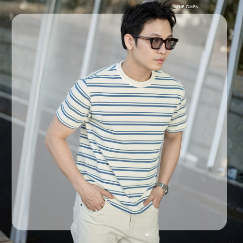 Áo thun nam kẻ ngang Stripe Tee - Xanh
