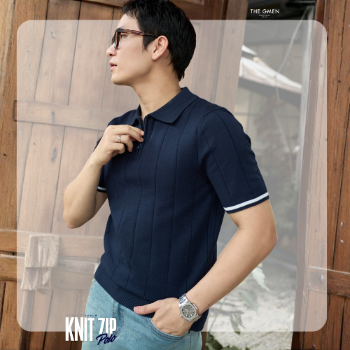 Áo polo nam dệt kim cổ zip Knit Zip Polo - Navy