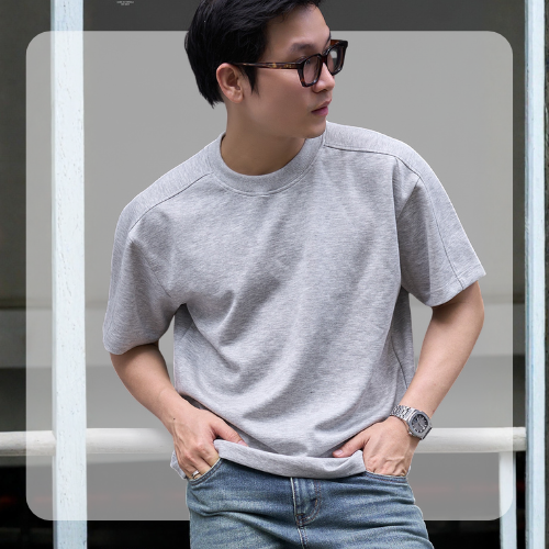 Áo thun nam form Boxy S26 EZ Basic Tee - Xám