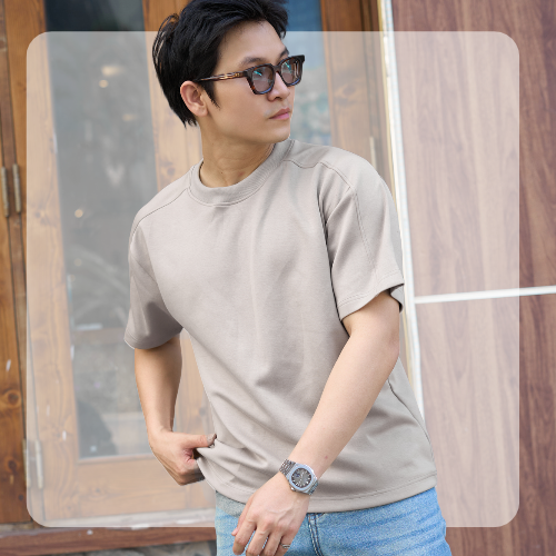 Áo thun nam form Boxy S26 EZ Basic Tee - Be
