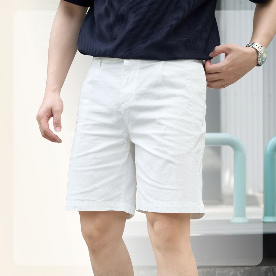 Quần short nam L26 Rex Linen Shorts - Trắng
