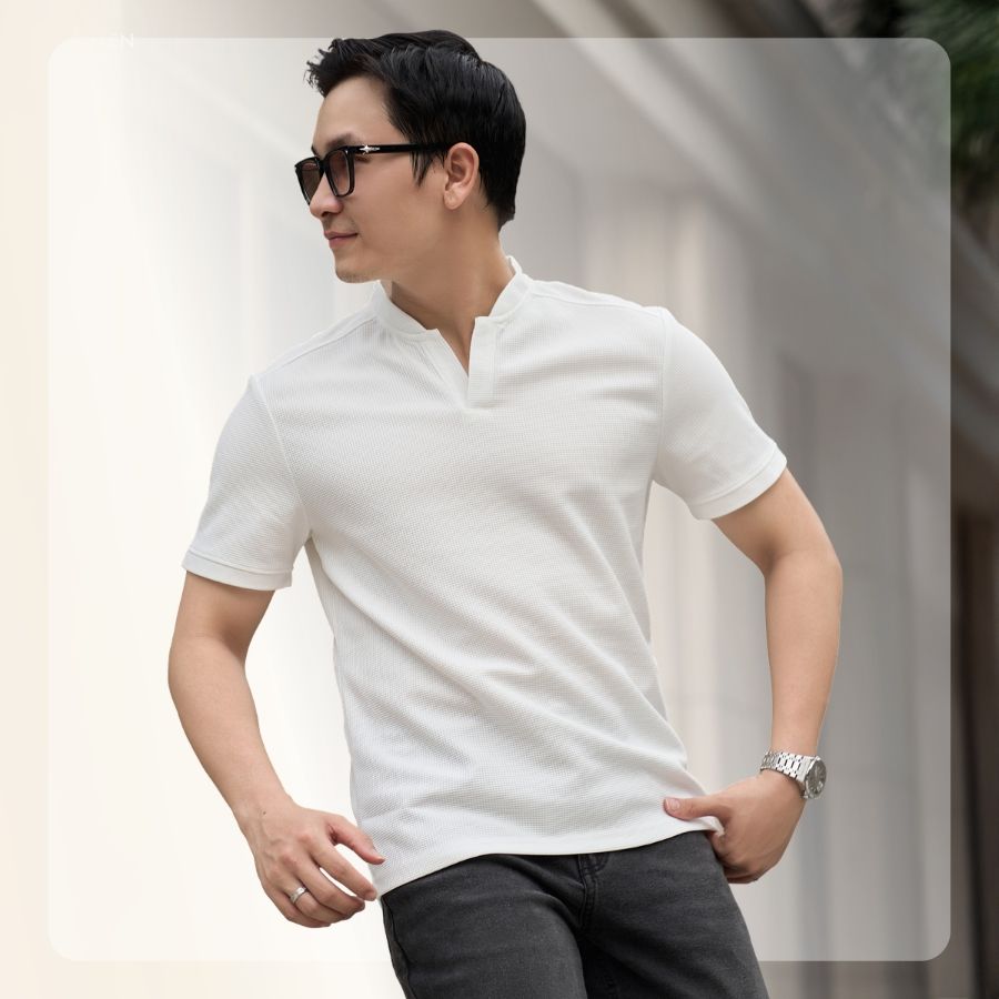Áo thun nam S25 V Waffle T-shirt - Trắng