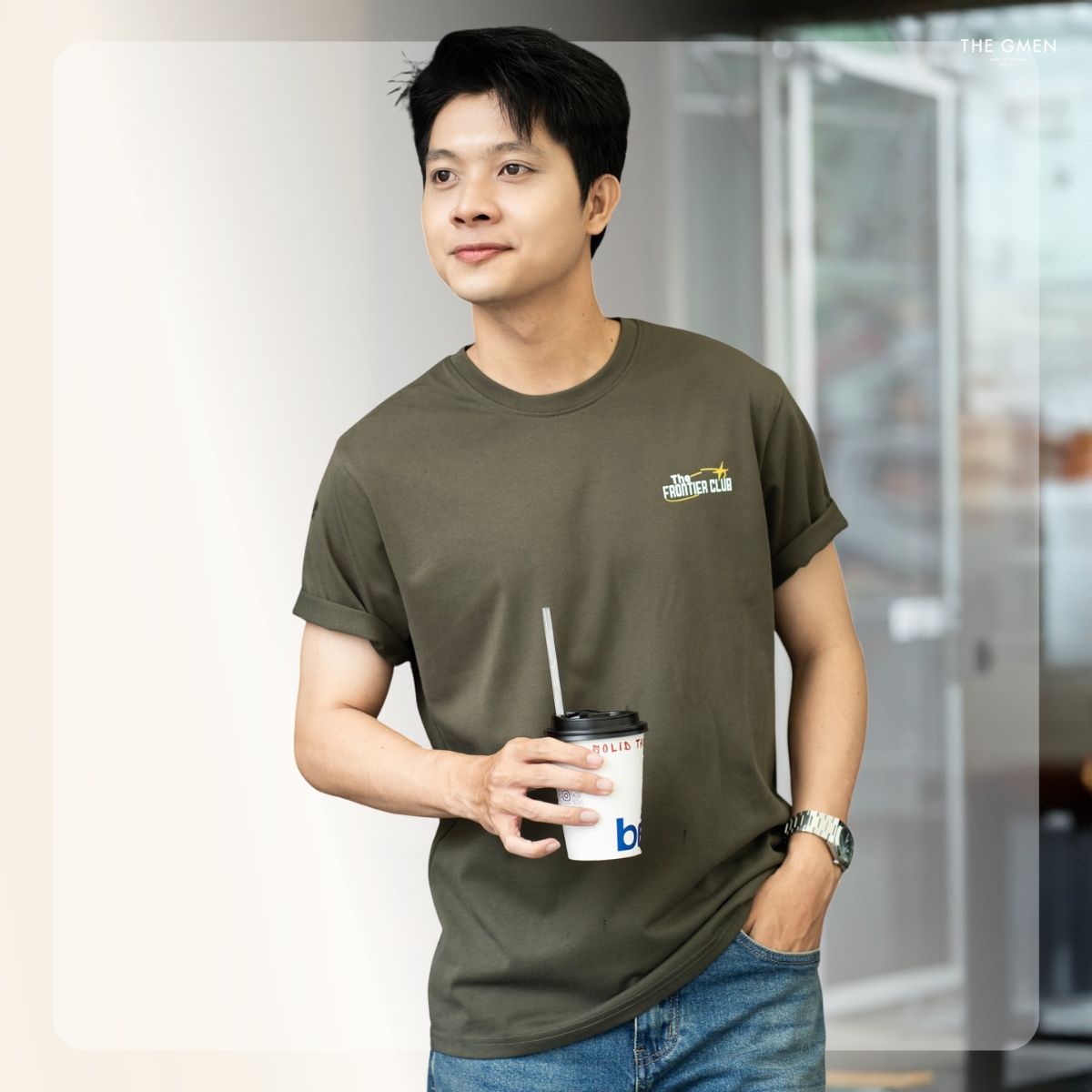 Áo thun in hình S25 FRONTIER TEE - Rêu