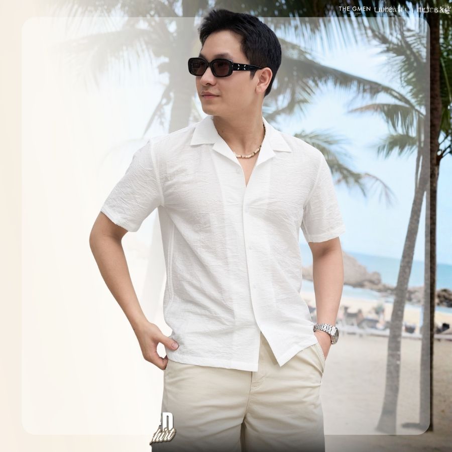 Áo sơ mi ngắn tay S26 Textured Cuban Shirt - Trắng
