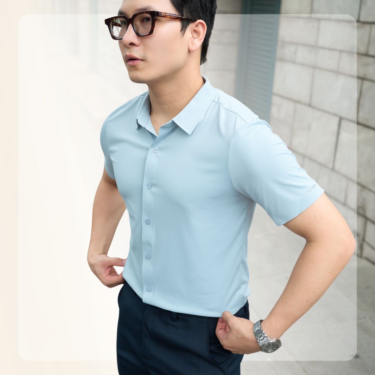 Áo sơ mi nam tay ngắn Lightcool SS Shirt - Xanh nhạt