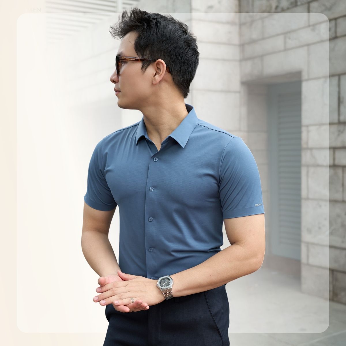 Áo sơ mi nam tay ngắn Lightcool SS Shirt - Xanh coban