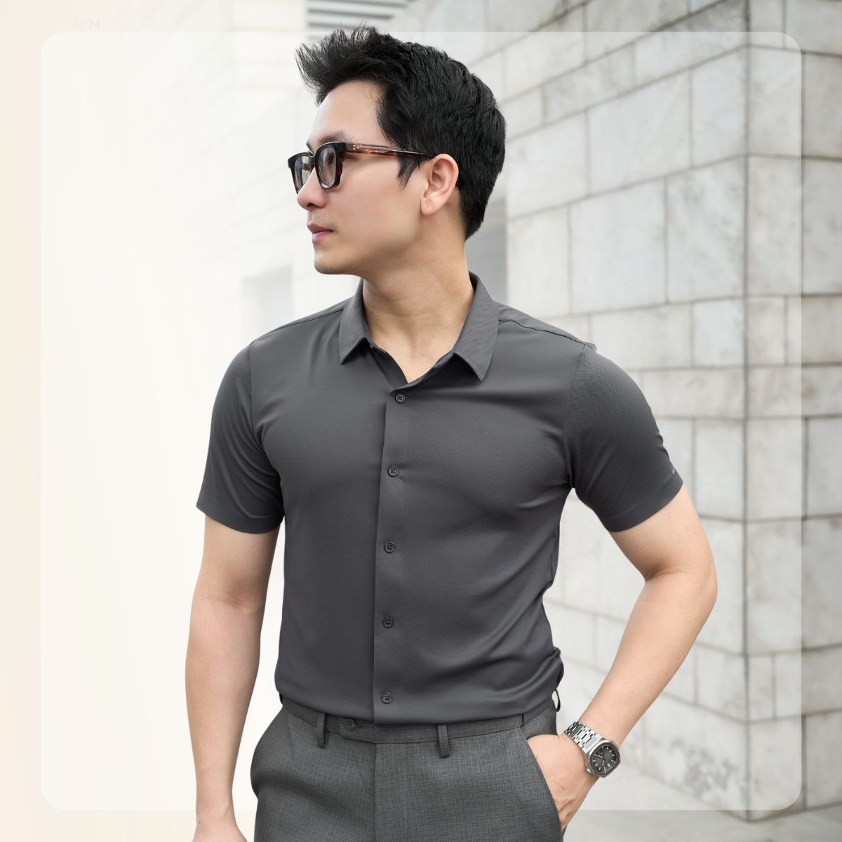 Áo sơ mi nam tay ngắn Lightcool SS Shirt - Xám