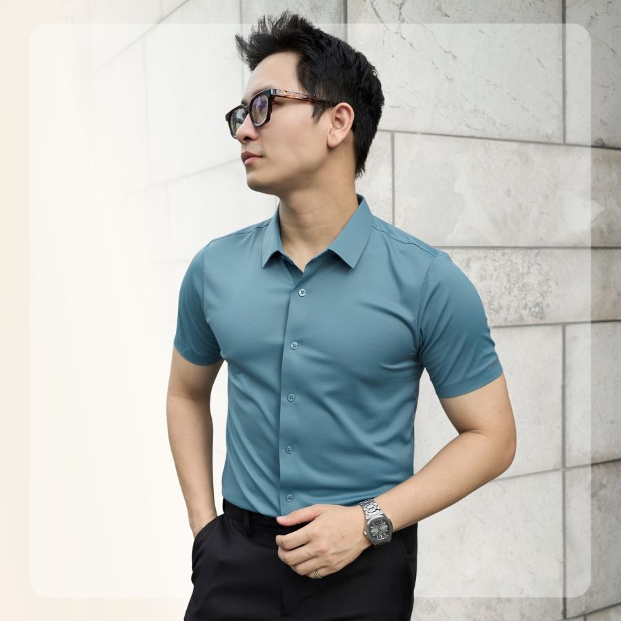 Áo sơ mi nam tay ngắn Lightcool SS Shirt - Xanh đậm