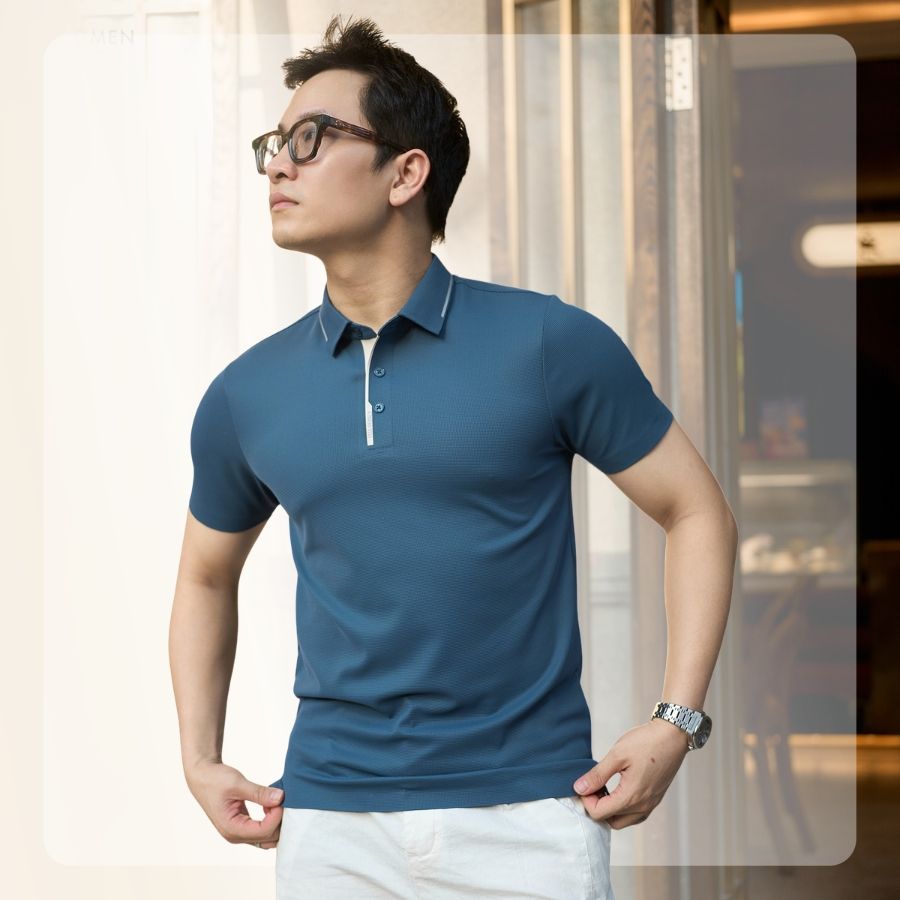 Áo polo nam Lightcool Sharp Polo - Xanh