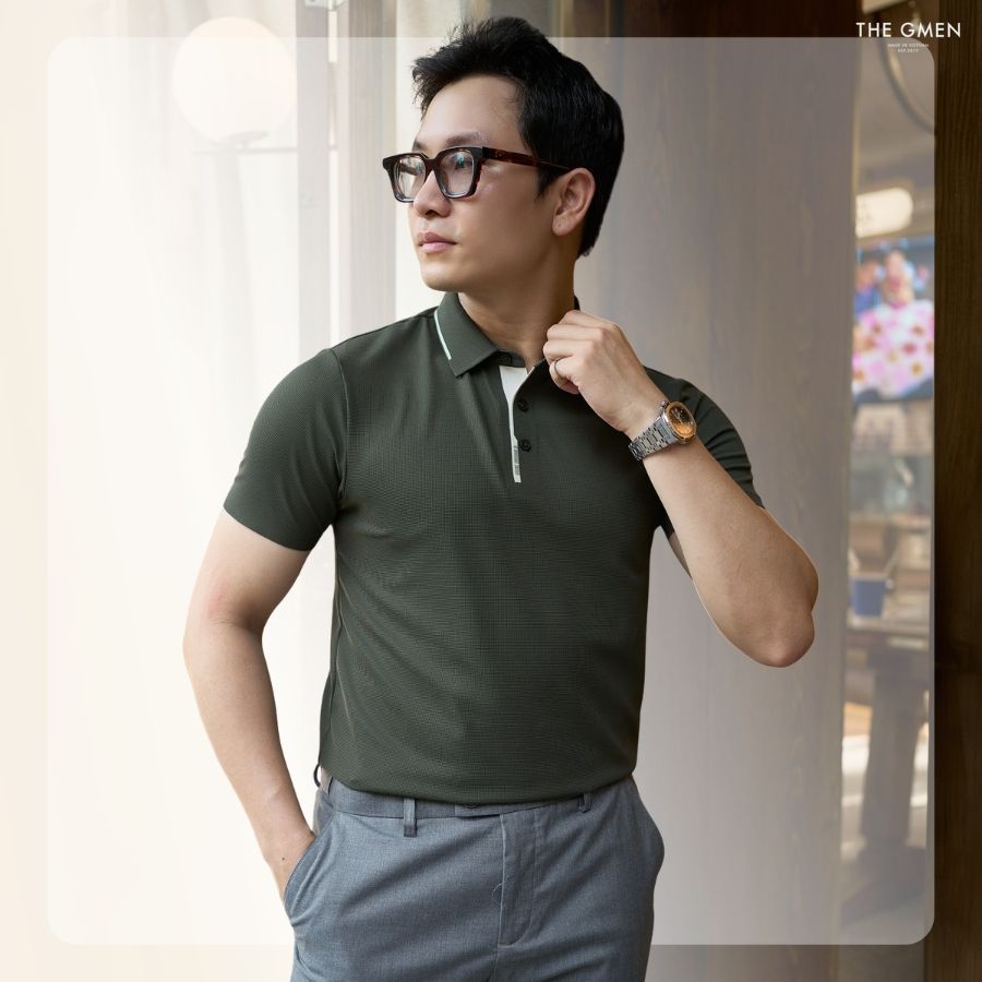 Áo polo nam Lightcool Sharp Polo - Rêu