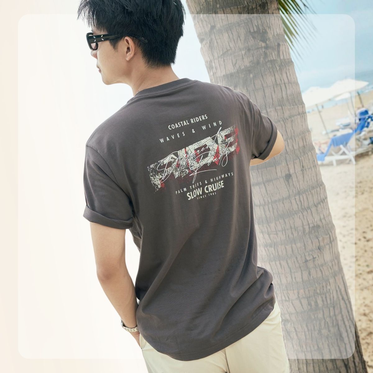 Áo thun nam nữ in hình S26 Ride Tee - Xám