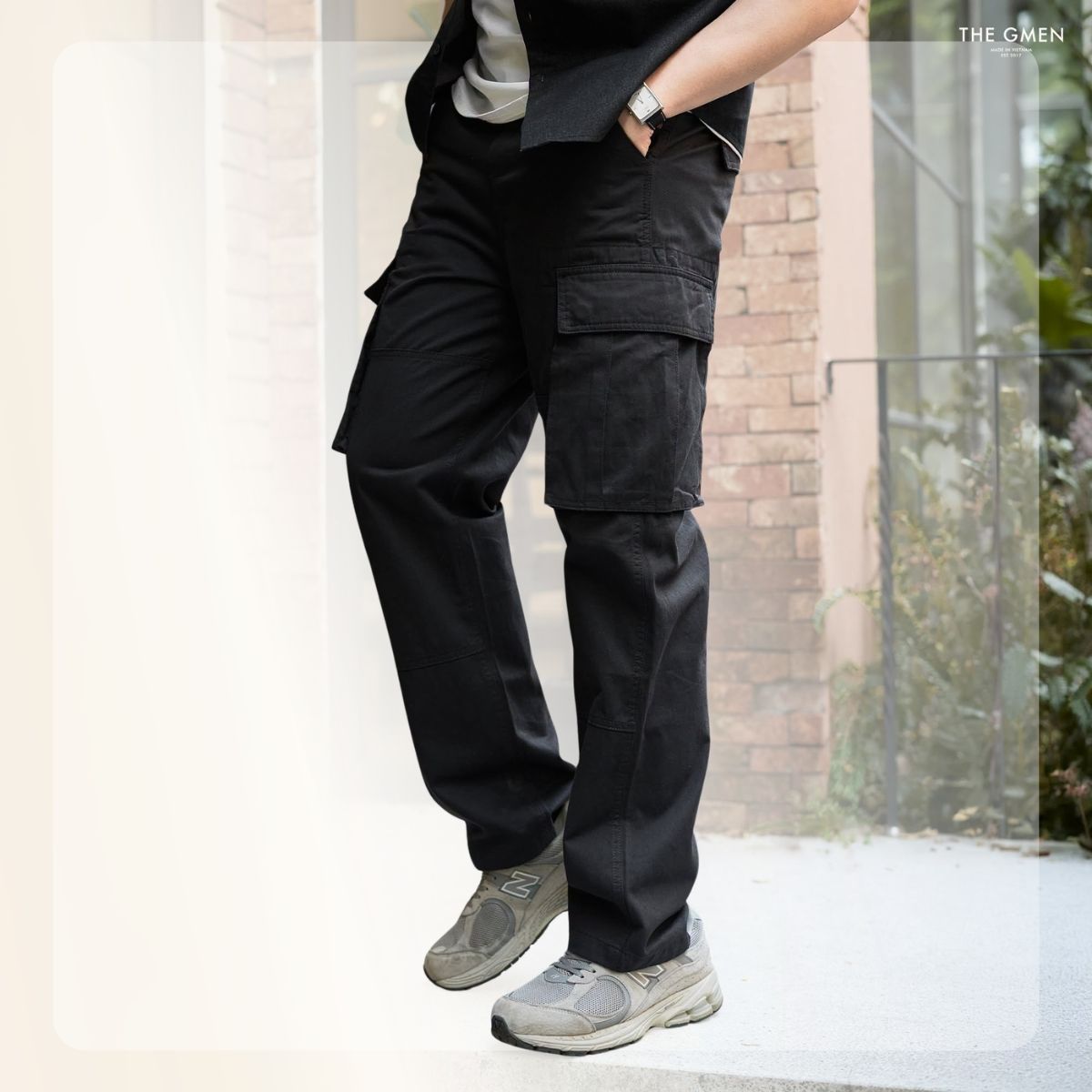 Quần dài kaki nam F26 Kaki Cargo Pants - Đen