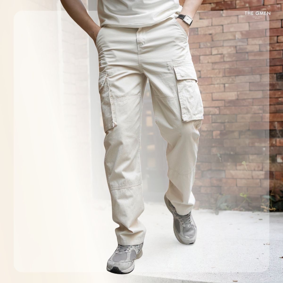 Quần dài kaki nam F26 Kaki Cargo Pants - Be