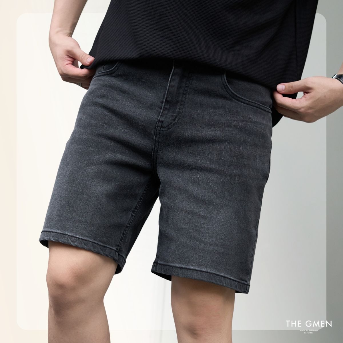 Quần short denim nam S26 DAILY DENIM SHORTS - Xám