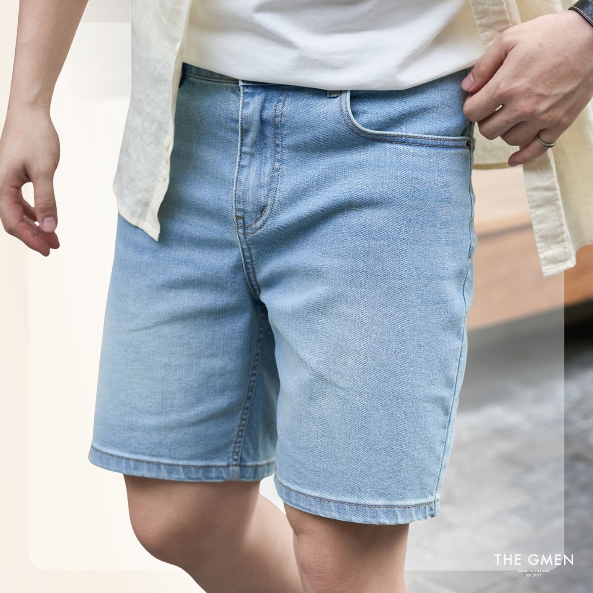 Quần short denim nam S26 DAILY DENIM SHORTS - Xanh nhạt