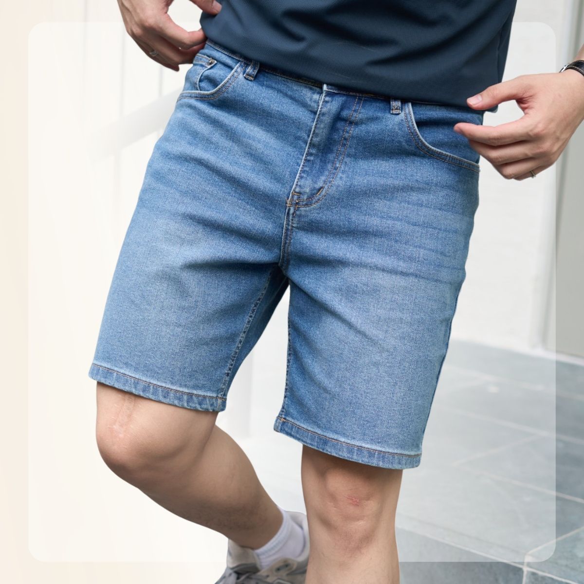 Quần short denim nam S26 DAILY DENIM SHORTS - Xanh