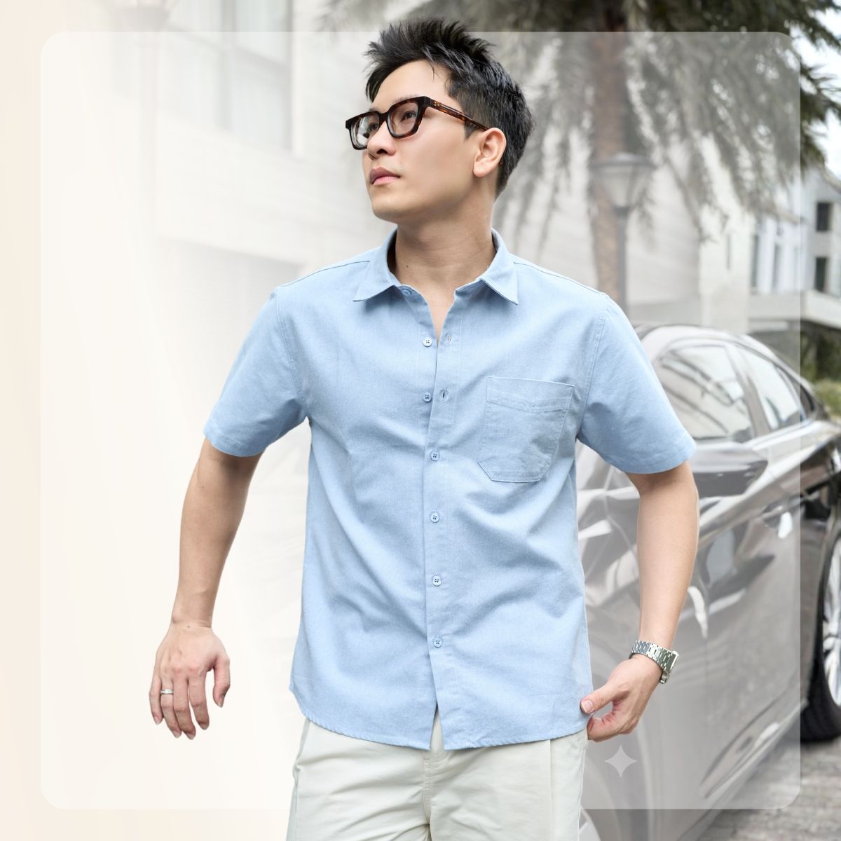Áo sơ mi nam tay ngắn Nomad Shirt - Xanh