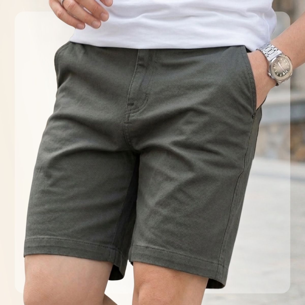 Quần short nam Kaki Jeans Short - Xám