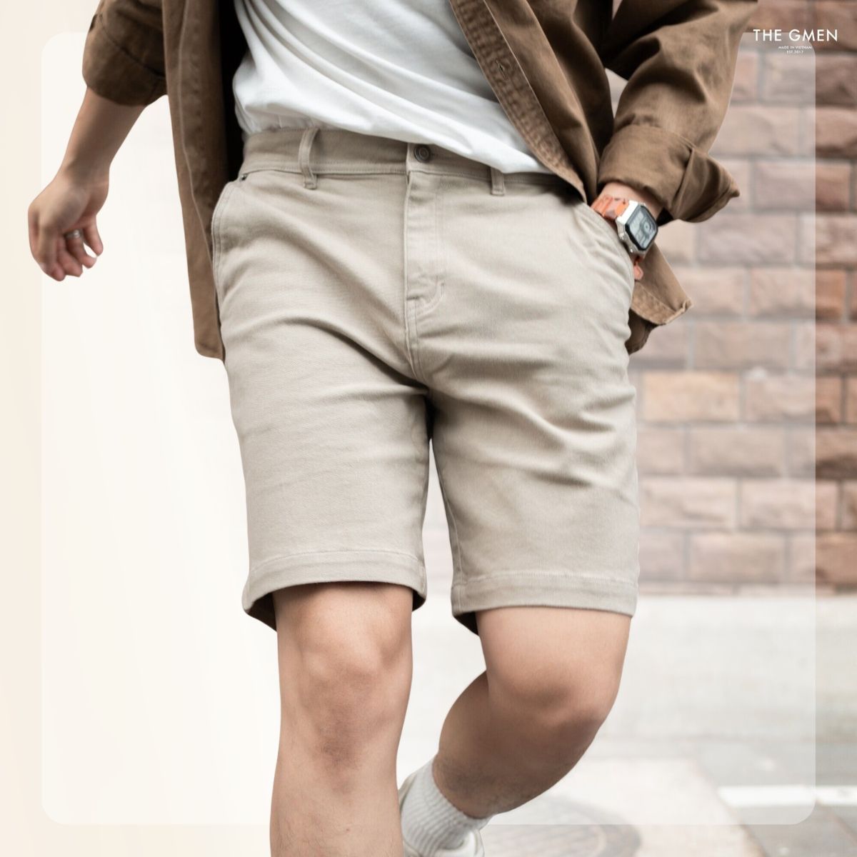 Quần short nam Kaki Jeans Short - Be