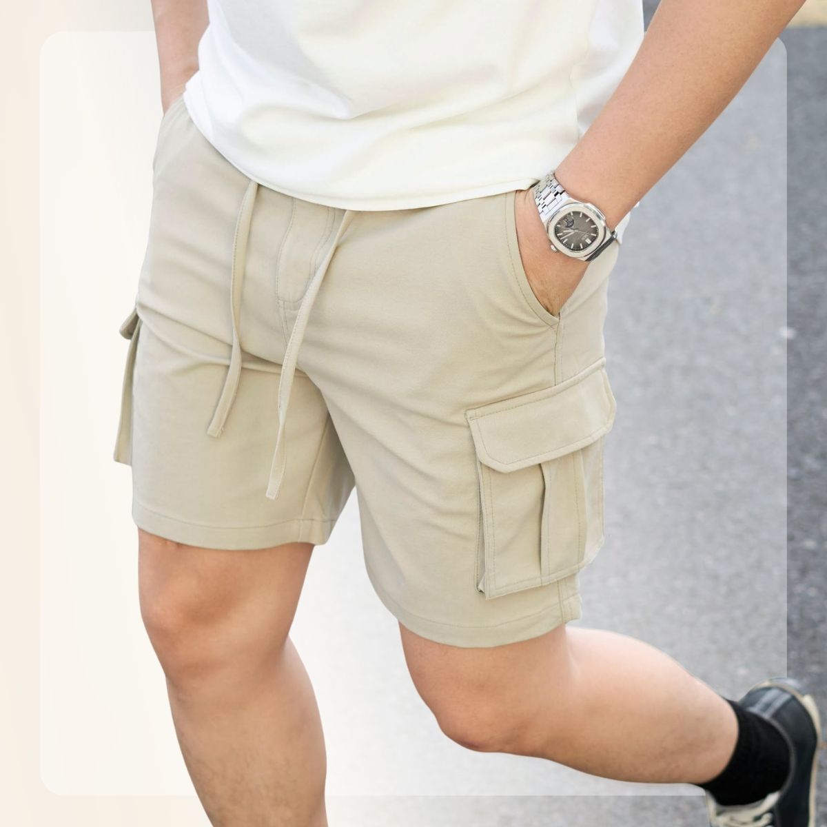 Quần short nam Neo Cargo Short - Be
