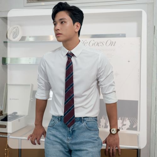 Áo sơ mi công sở nam SMART SHIRT form slimfit - Trắng