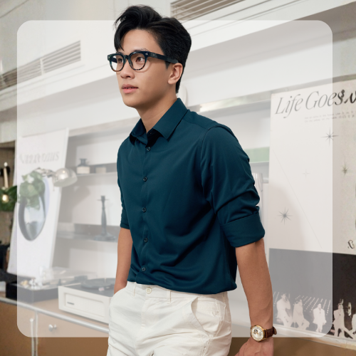 Áo sơ mi công sở nam SMART SHIRT form slimfit - Navy