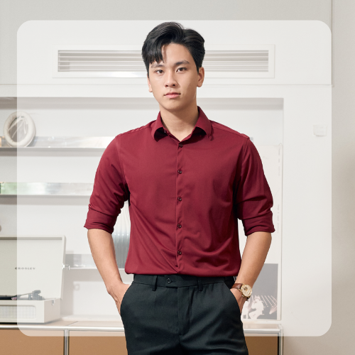 Áo sơ mi công sở nam SMART SHIRT form slimfit - Đỏ