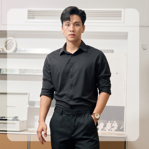 Áo sơ mi công sở nam SMART SHIRT form slimfit - Đen